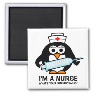 Imán de enfermería divertida con enfermera de ping