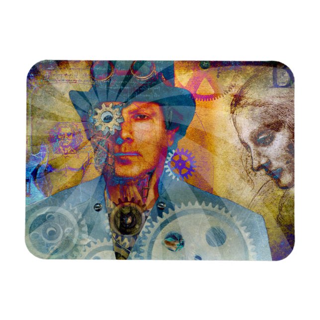 Imán de engranajes psicodélicos Steampunk (Horizontal)