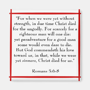 Imán de escritura para romanos 5:6-8