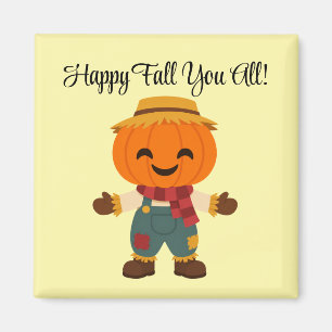 Imán de Espantapájaros de Calabaza Feliz de Otoño