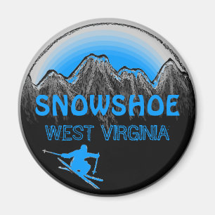 Imán de esquí azul Snowshoe Virginia Occidental