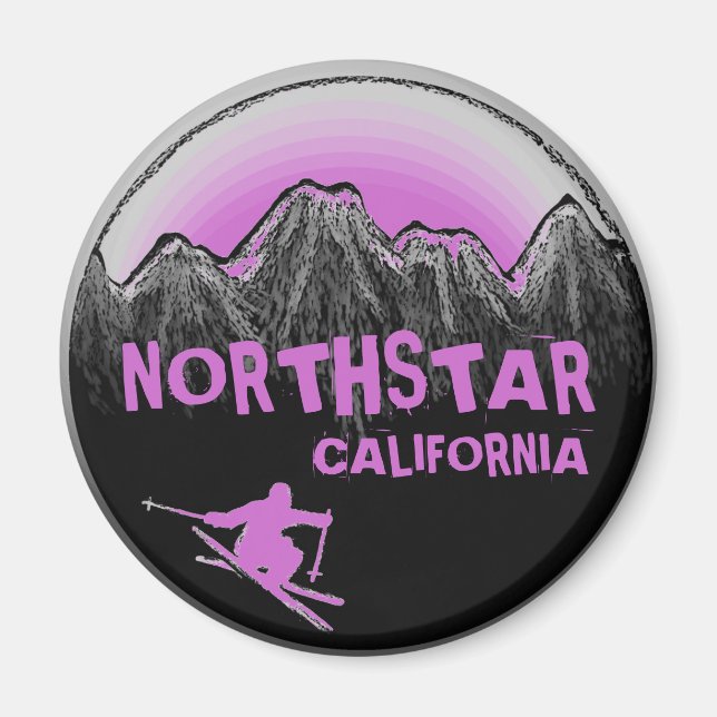 Imán de esquiador púrpura de Northstar California (Frente)