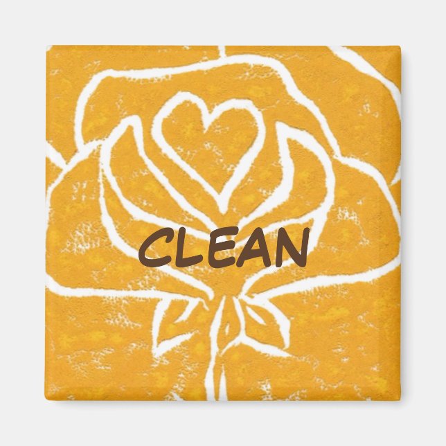 Imán de estado del lavavajillas limpios "Rosa de c (Frente)