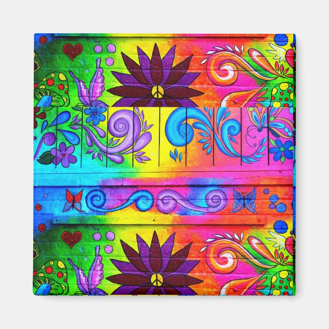 imán de estilo hippie de los años 70 (Frente)