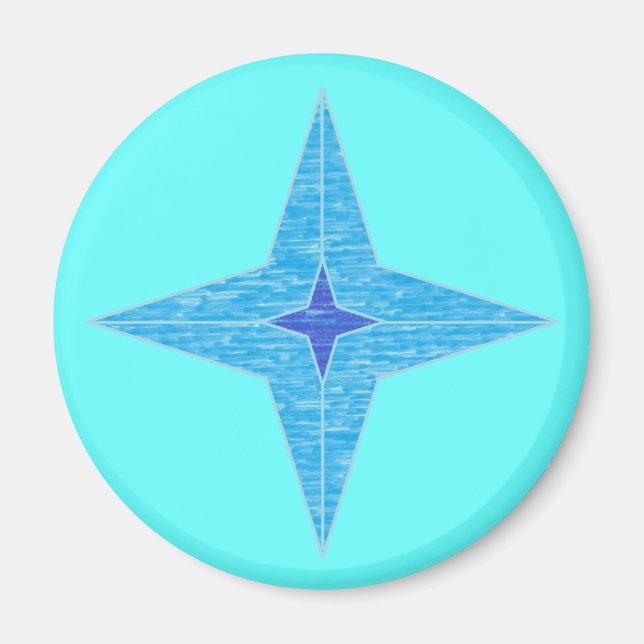 Imán de estrella azul (redondo) (Frente)