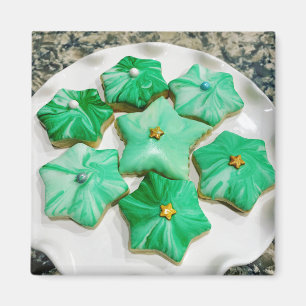 Imán de Estrellas de Navidad Verde Glaseado Real