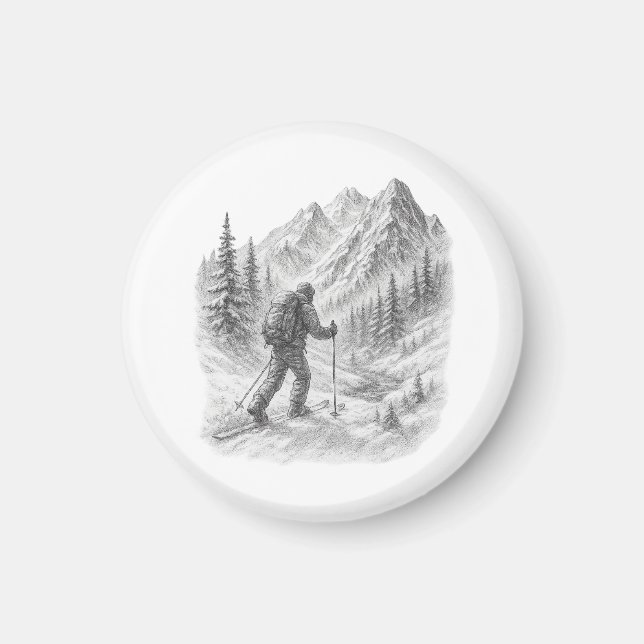 Imán de excursión de esquí por terreno virgen (Frente)