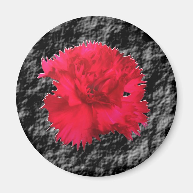 Imán de Fantasía Floral Clavel Rojo (Frente)
