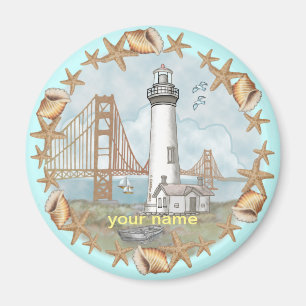 Imán de faro de conchas de California