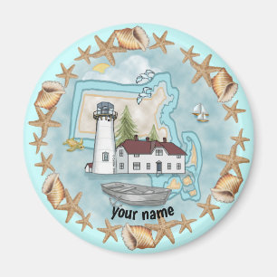 imán de faro de conchas de Massachusetts