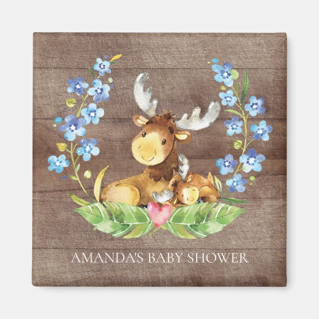 Imán de Favor de Baby Shower de Moose (Frente)