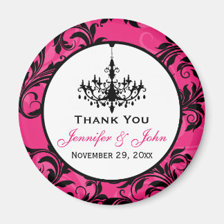 Imán de Favor de Boda Candil Rosa Negro Blanco 3
