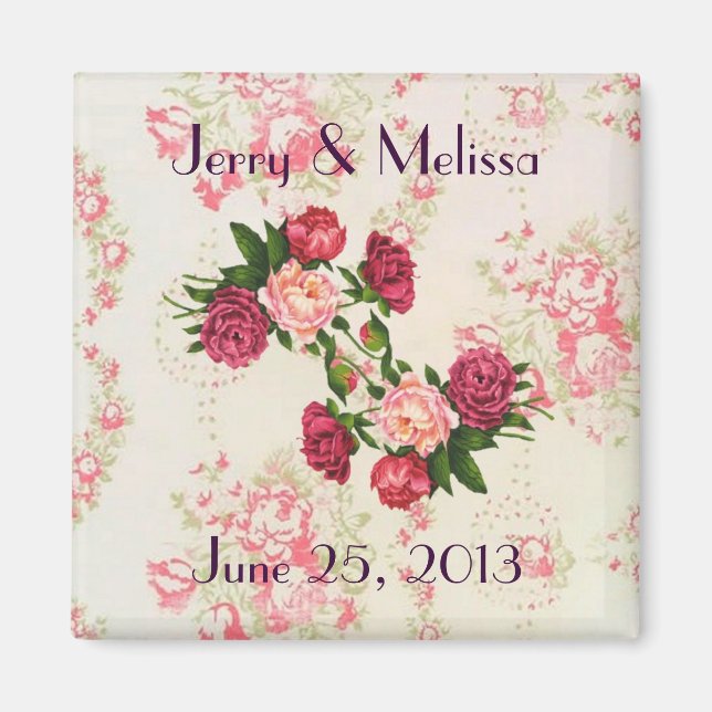 Imán de Favor de la Boda Rosa (Frente)