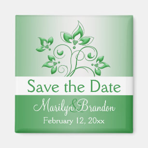 Imán de Favor de la Boda Verde y Blanca Esmeralda