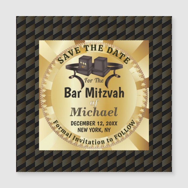 Imán de fecha de guardado de Tefillin de Bar Mitzv (Anverso)