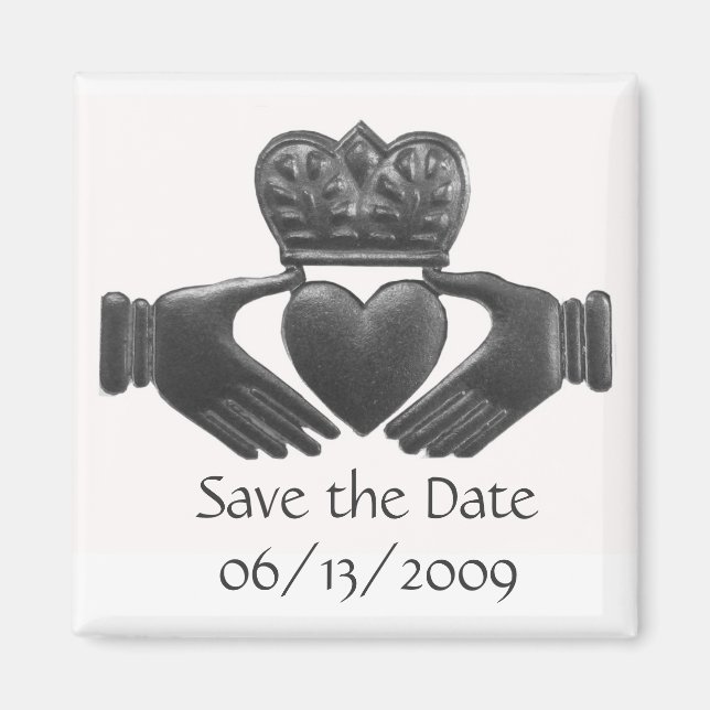 Imán de fecha de guardar Claddagh irlandés (Frente)