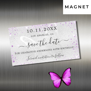 Imán de fecha de salvamento de mariposa violeta de
