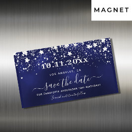 imán de fecha de salvamento de plata azul marino d