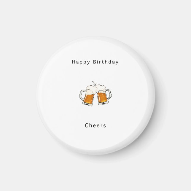 Imán de Feliz Cumpleaños, Cheers cerveza (Frente)