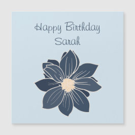 Imán de Feliz Cumpleaños con Flor Azul Personaliza