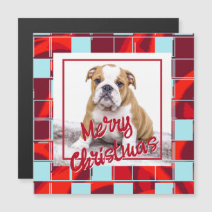 Imán de Feliz Navidad con Foto de Bulldog de Cuadr