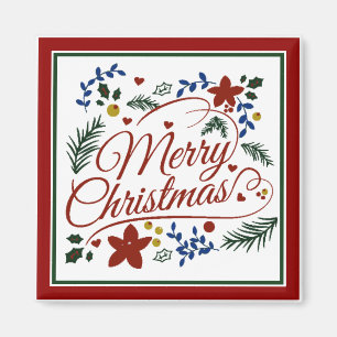 Imán de Feliz Navidad floral
