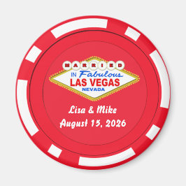 Imán de Ficha de Poker Casado en Las Vegas