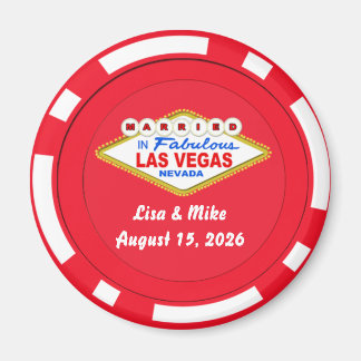 Imán de Ficha de Poker Casado en Las Vegas
