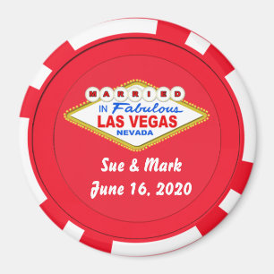 Imán de Ficha de Poker Casado en Las Vegas
