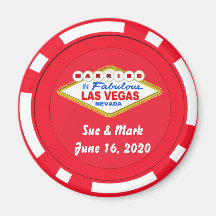 Imán de Ficha de Póquer Casado en Las Vegas