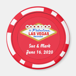 Imán de Ficha de Póquer Casado en Las Vegas