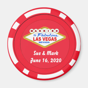 Imán de Ficha de Póquer Casado en Las Vegas