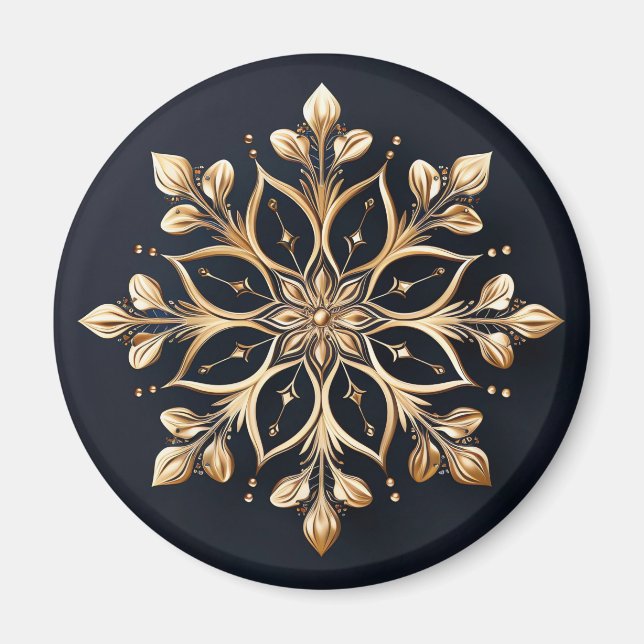 Imán de fiesta de flor decorativa de oro (Frente)