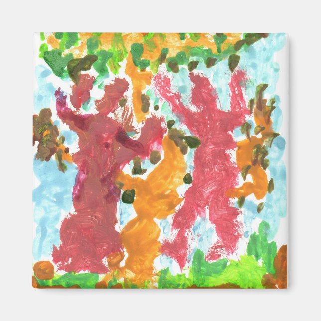 imán de figuras de baile rojo (Frente)