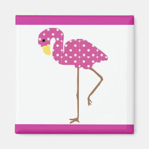Imán de flamingo de punto blanco rosa