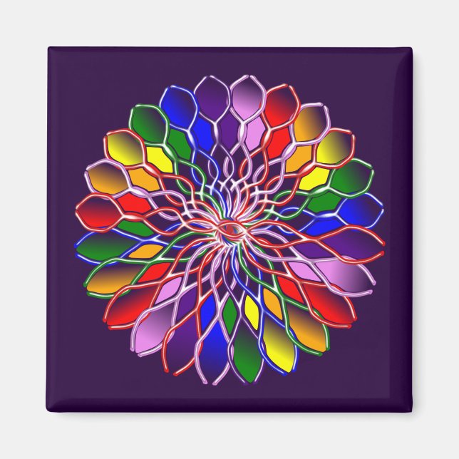 Imán de flor arco iris 2x2 (Frente)