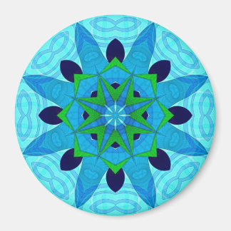 Imán de flor de arte geométrico azul