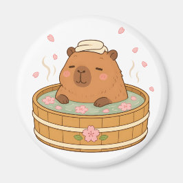 Imán de Flor de Cerezo Onsen Capybara Adorable
