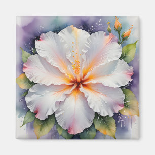imán de flor de hibisco blanca