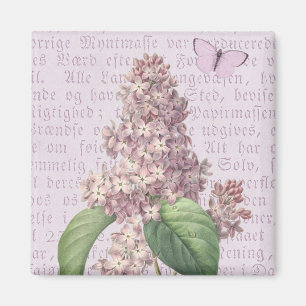Imán de flor de lila vintage floral púrpura