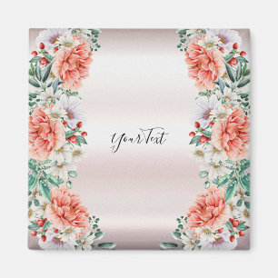 Imán de Flor de Peonía al Acuarela