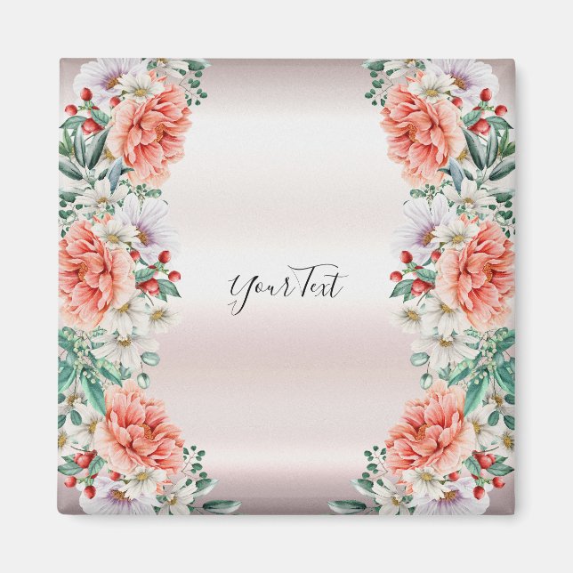 Imán de Flor de Peonía al Acuarela (Frente)