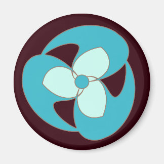Imán de flor espiral azul cielo retro
