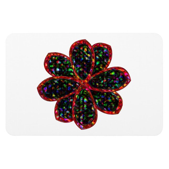 Imán de flor negro y Purpurina rojo (Horizontal)