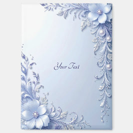 Imán de Flores Azules Ornamentadas con Perlas