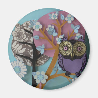 imán de flores de árbol de búho