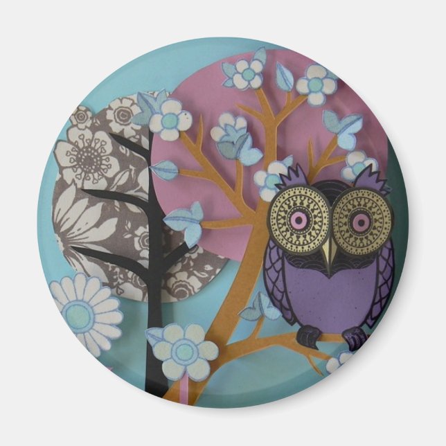 imán de flores de árbol de búho (Frente)