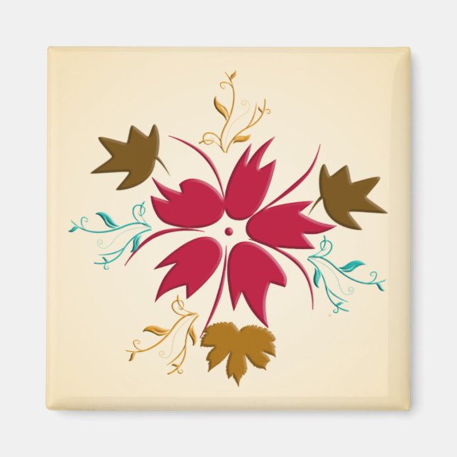 Imán de flores de Navidades rojos (Frente)