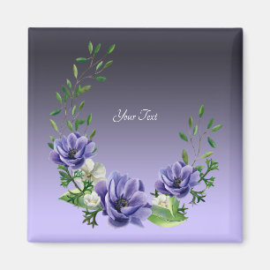 Imán de Flores Moradas Acuarela