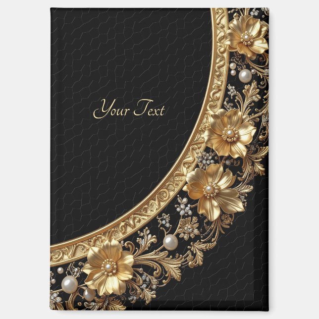 Imán de flores ornamentales doradas (Anverso)